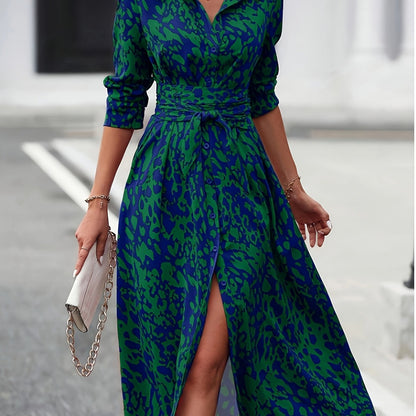 Elegant V-Neck Midi Dress – Timeless Middle-Eastern Style