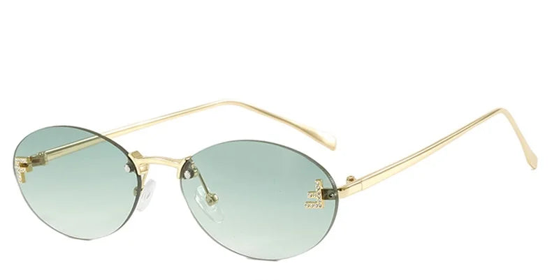 Rimless Oval Sunglasses – Luxury Small Frame Shades