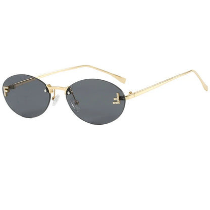 Rimless Oval Sunglasses – Luxury Small Frame Shades