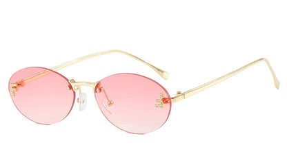 Rimless Oval Sunglasses – Luxury Small Frame Shades