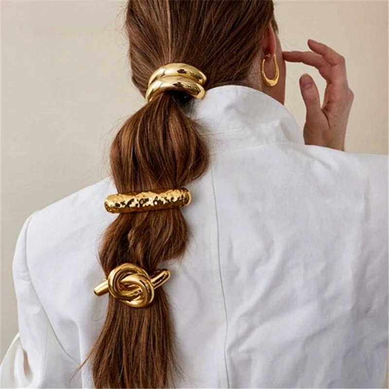 Geometric Glossy Metal Hairgrips – Elegant Gold & Silver Barrettes