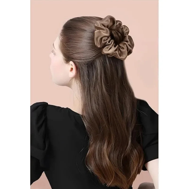 Elegant Large Scrunchie Set – 5pcs Solid Color Hair Ties