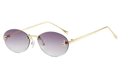 Rimless Oval Sunglasses – Luxury Small Frame Shades