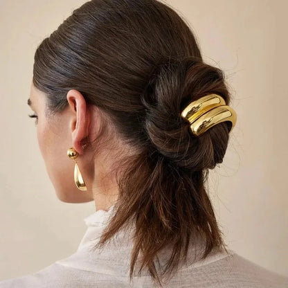 Geometric Glossy Metal Hairgrips – Elegant Gold & Silver Barrettes