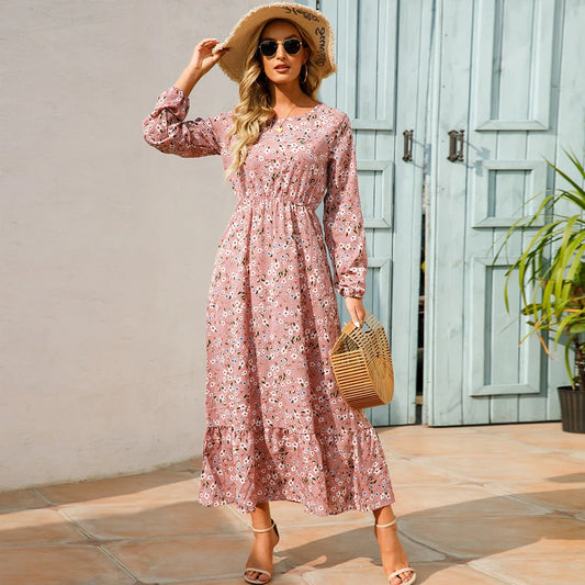 Bohemian Floral Maxi Dress – High Waist & Flowy