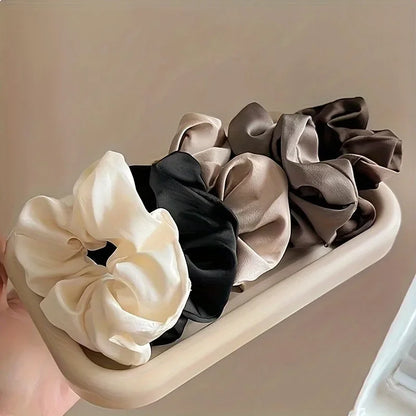 Elegant Large Scrunchie Set – 5pcs Solid Color Hair Ties