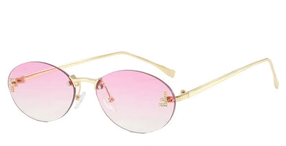 Rimless Oval Sunglasses – Luxury Small Frame Shades