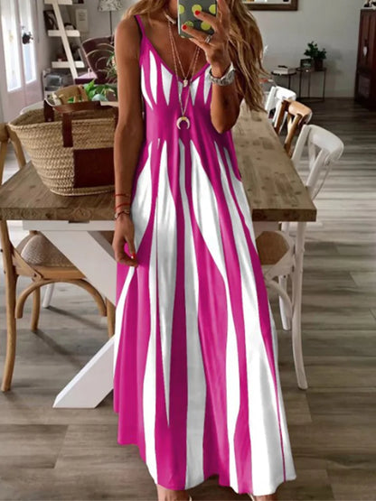 Striped Sleeveless Maxi Dress – Elegant & Versatile