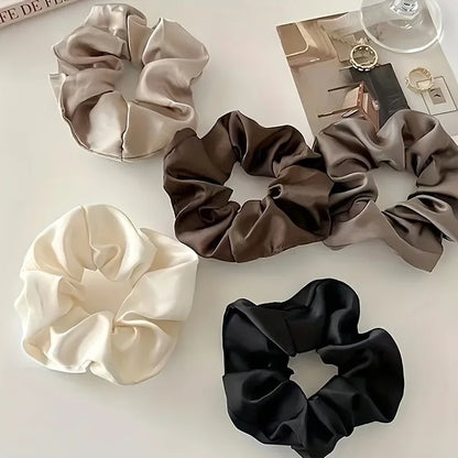 Elegant Large Scrunchie Set – 5pcs Solid Color Hair Ties