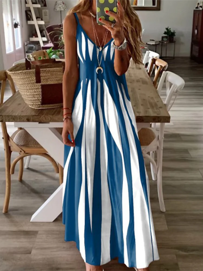 Striped Sleeveless Maxi Dress – Elegant & Versatile