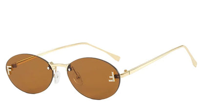 Rimless Oval Sunglasses – Luxury Small Frame Shades