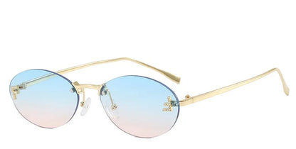 Rimless Oval Sunglasses – Luxury Small Frame Shades