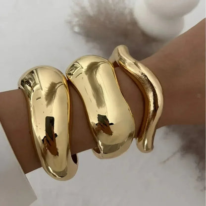 Wide Cuff Metal Bangle – Bold & Luxurious