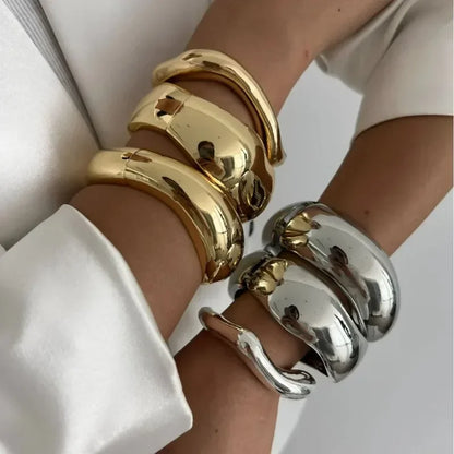 Wide Cuff Metal Bangle – Bold & Luxurious