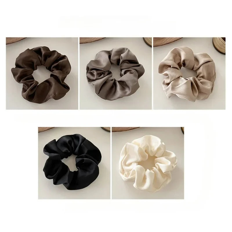 Elegant Large Scrunchie Set – 5pcs Solid Color Hair Ties